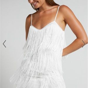 Showpo White Fringe Mini Dress